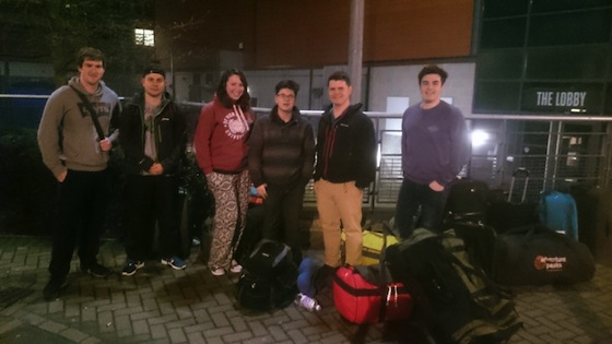 students and luggage