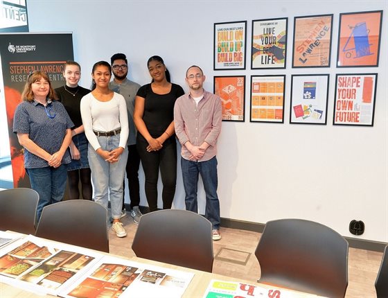 Dr Emma Powell with Graphic Design Illustration students in the new SLRC