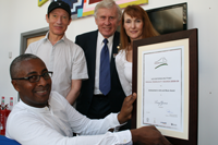 Tony Graves receives a Leicesterhire First award for Achievement in Arts and Music