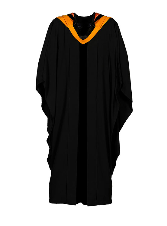 Front of MAccFin graduation robes