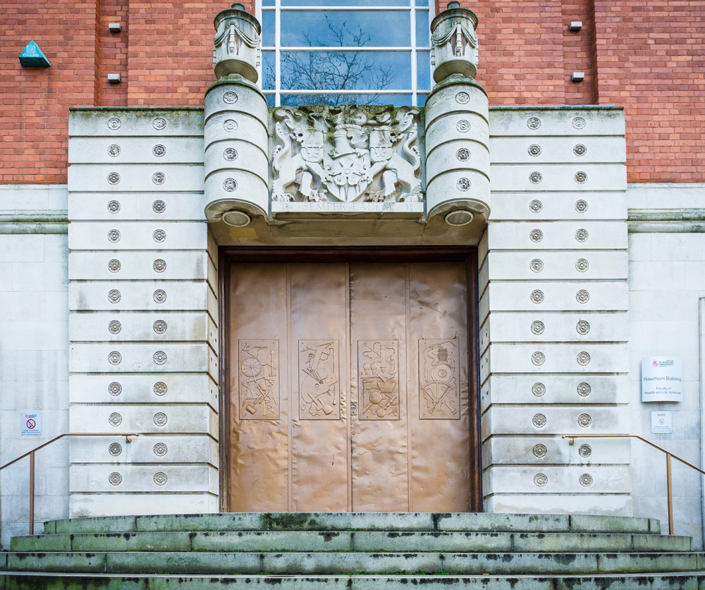 The Bronze Doors, Hawthorn Building Newarke Wing. 