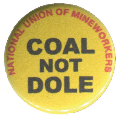 One of the protest badges worn by supporters of the cause