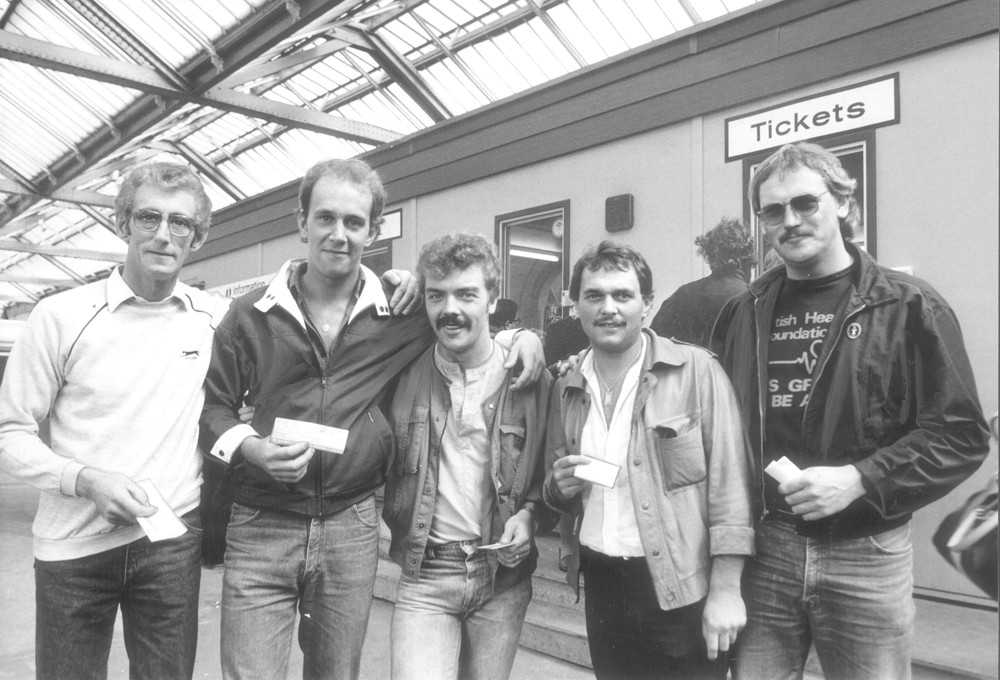 Photograph of a few members of the Dirty Thirty, Clifford Jeffery, his son Nigel, Dave Douglas, Phil Smith and Mick Richmond
