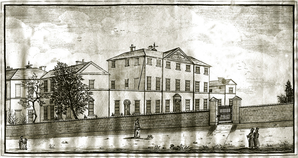 Print of Leicester (Royal) Infirmary, completed in 1771.