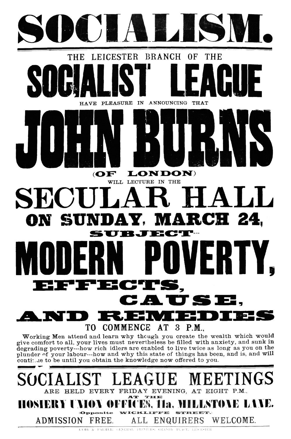 Poster for Leicester Socialist League event, 1889. Courtesy of Gorrie Collection, University of Leicester Special Collections Online, specialcollections.le.ac.uk