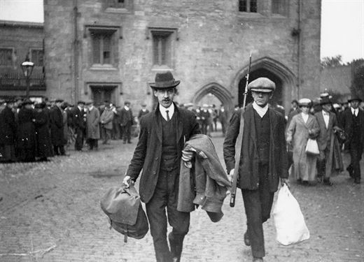 Men preparing to enlist in Magazine Square, Leicester, 1919.