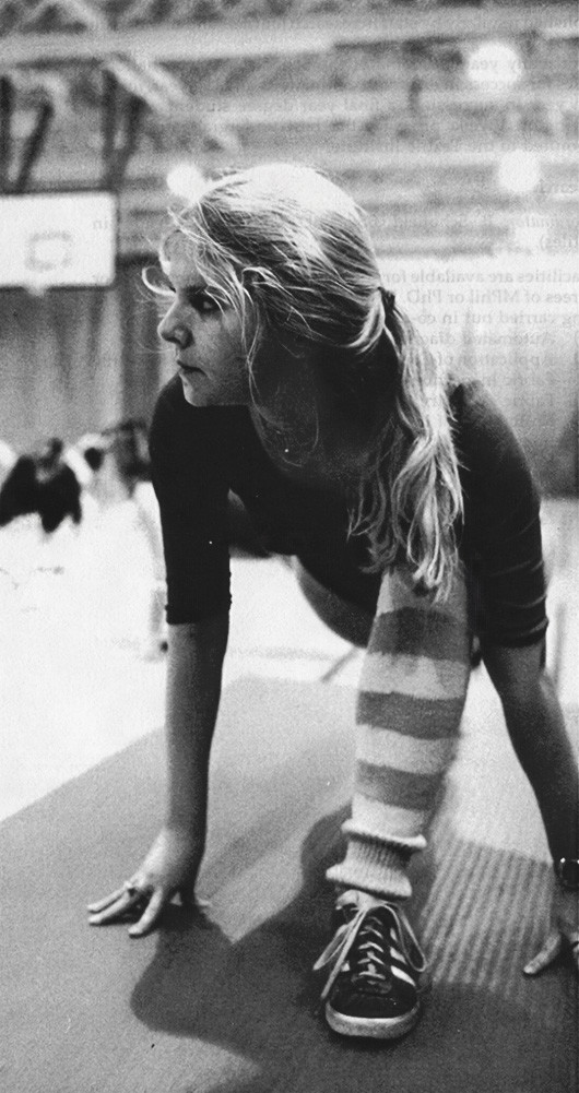 Student doing aerobics at the John Sandford Sports Centre, 1986