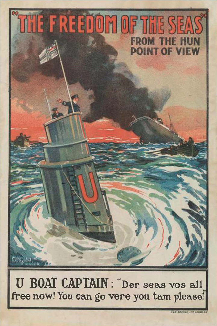 Poster highlighting the submarine menace (Courtesy of the Imperial War Museum).
