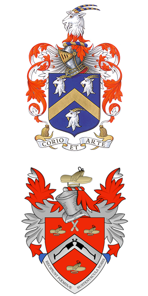 Logos for The Worshipful Company of Cordwainers and The Worshipful Company of Pattenmakers