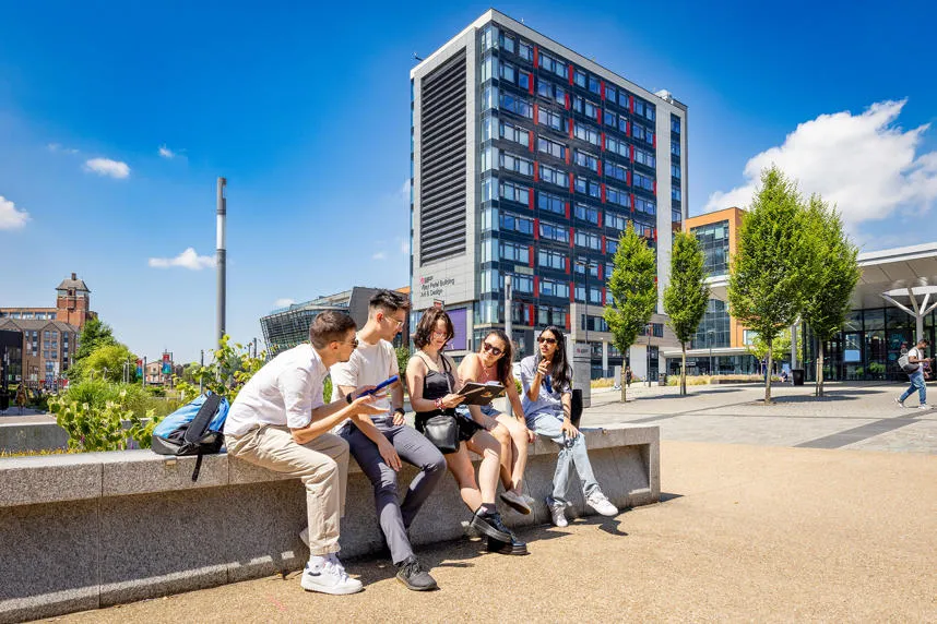 Students sitting on campus