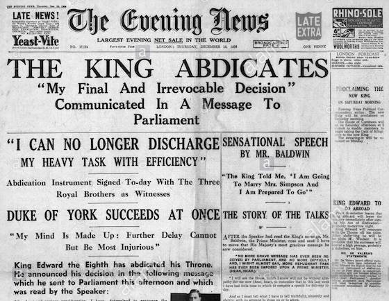 1936-the-evening-news-london-reporting-abdication-of-king-edward-viii-E5GF7A