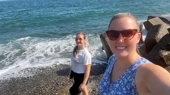 Emily and Natalia at beach