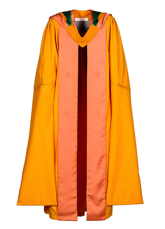 Front of Doctor of Science graduations robes