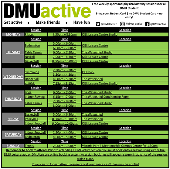DMUactive Timetable 2022-2023
