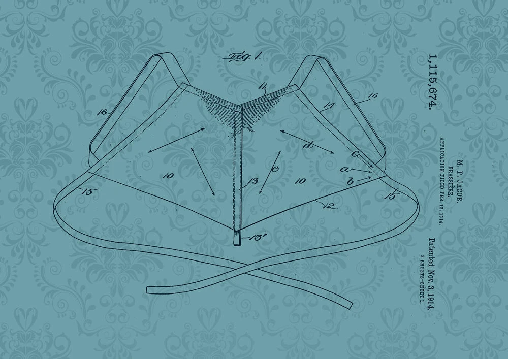 Patent drawings for the first ‘modern’ brassiere by Mary Phelps Jacobs