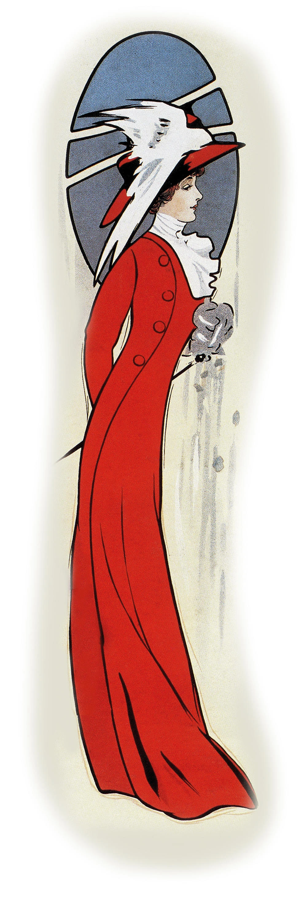 Corset box top showing the fashion-able Edwardian silhouette, 1910