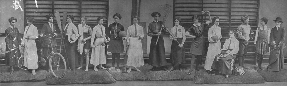 Shop show card demonstrating the benefits of The Liberty Bodice for all manner of sporting activity, 1914