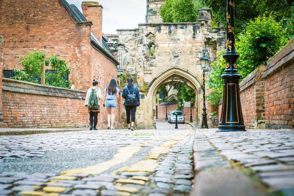 The turrets mark the entrance to the old Leicester Castle and the Great Hall