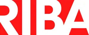 Bold red stylized letters spelling "RIBA" on a white background.
