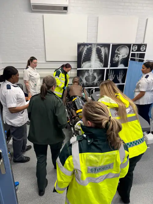 Interprofessional learning with paramedic, nursing and radiography students in a simulated hospital setting on campus with an advanced manikin