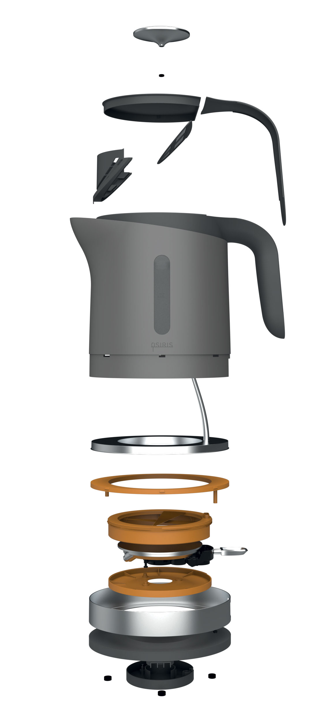 A diagrams showing the internal components of a kettle