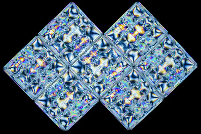 Landscape by Zoe Pinnick: two interlocked squares resembling glass or ice