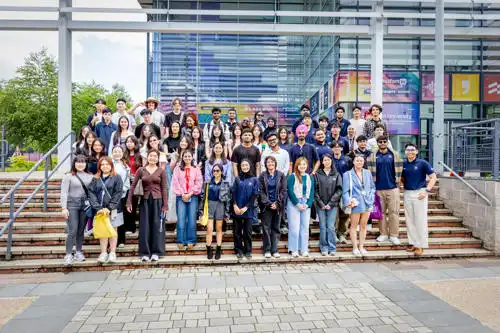 TNE Summer School students outside the DMU Campus Centre