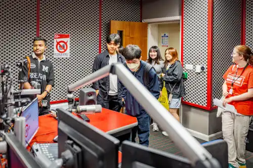 Students explore the Demon FM facilities