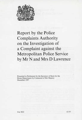 Title page of Police Complaints Authority report.
