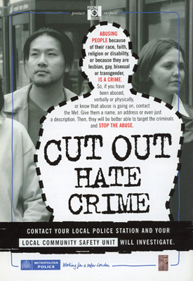 Poster about reducing hate crimes.
