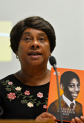 Doreen Lawrence attends as 120 pupils from five secondary schools visit campus, tour the SLRC.