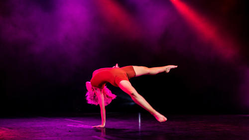 Dancer in red leotard