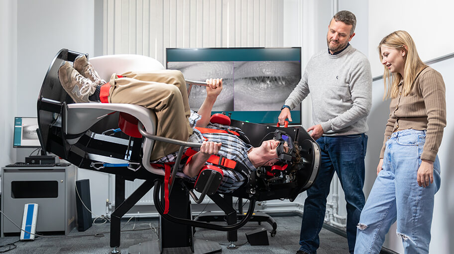 The TRV chair allows students to carry out a much finer assessment and treatment for Vertigo, a common condition that can cause dizziness in all ages. This piece of specialist equipment is the first of its kind to be used in university teaching and provides a wide range of treatment options to be offered that are above and beyond older forms of assessments.