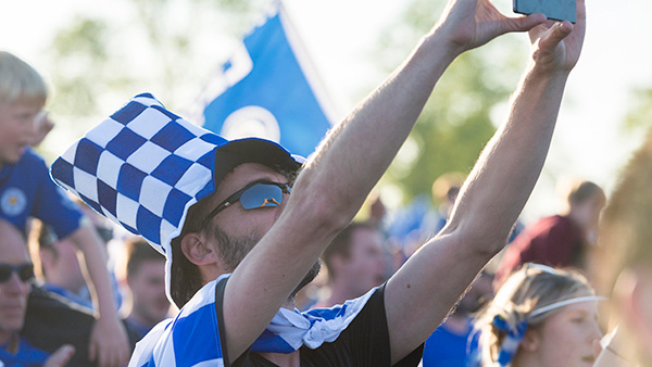 A photo of a Leicester City Football Club supporter